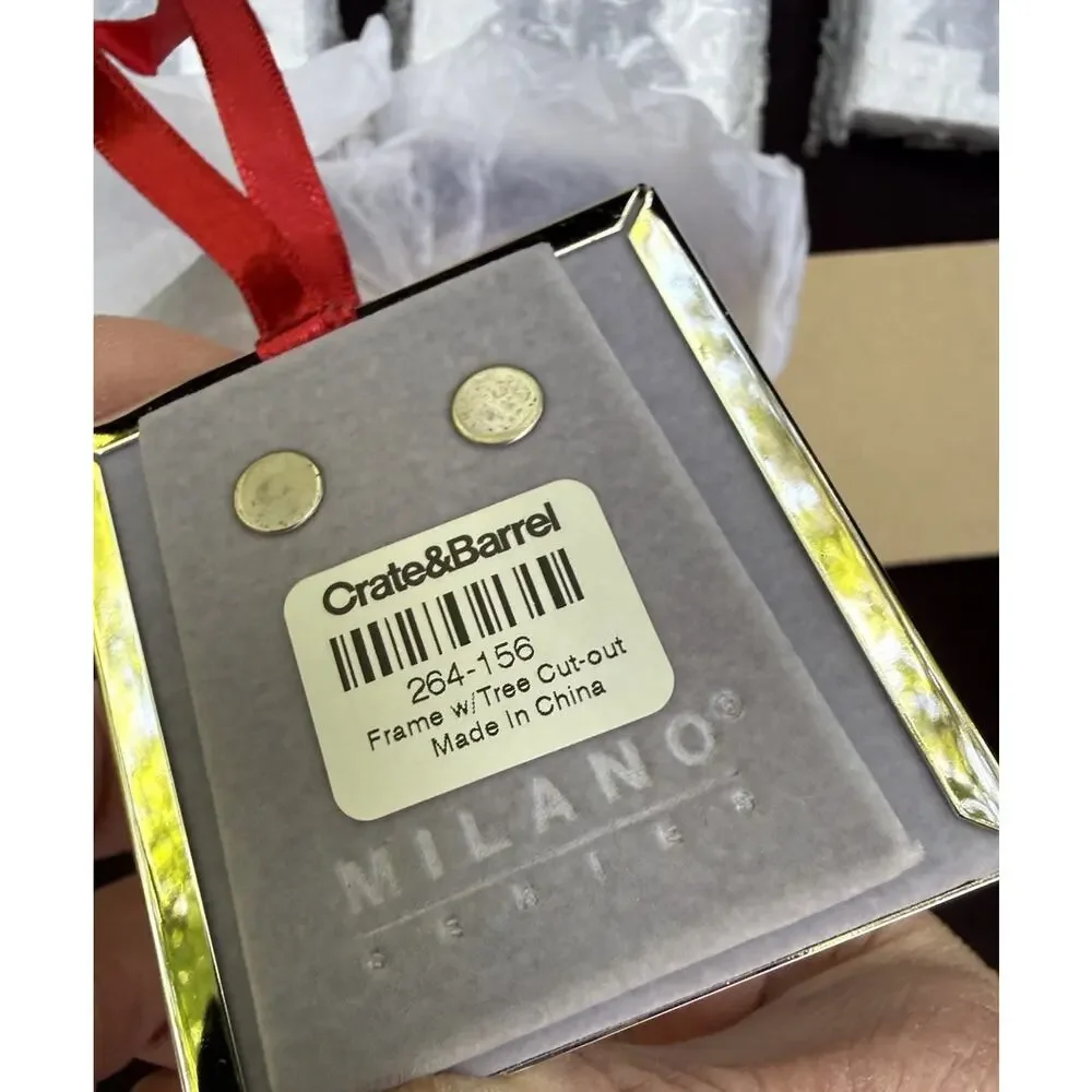 6 New Crate and Barrel Milano Photo Frame Christmas Tree Ornaments -46D